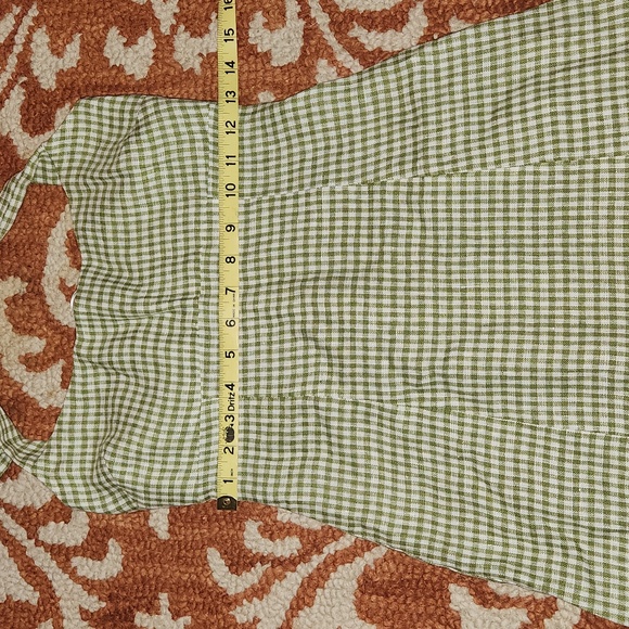 Reformation Isha Linen Dress avocado check/Gingham size 0 - Picture 7 of 15